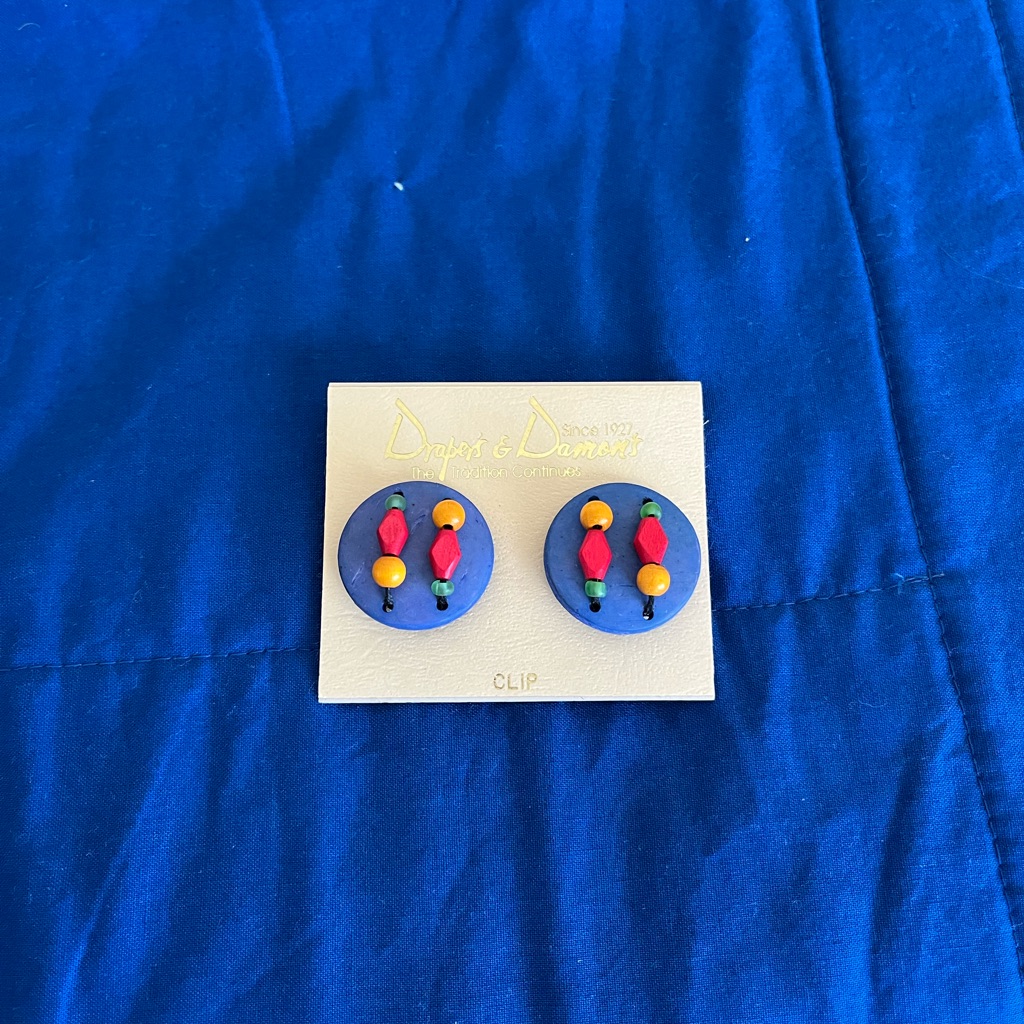 Vintage Clip-On Earrings With Colorful Beads